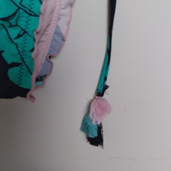 No Boundaries Tropical Bird and Leaf Print Side Tie Bikini Bottoms Small - Picture 5 of 7